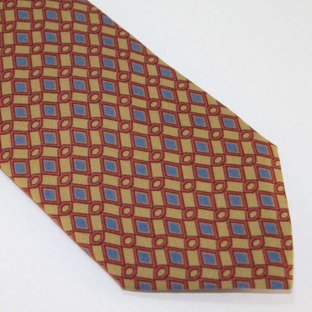 Extra Long Lanae Joy Silk Tie - Exclusive Private Label - Tan Red Blue